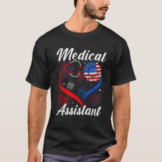 Camiseta Assistente Médico Sunflower American Flag 4th Of J