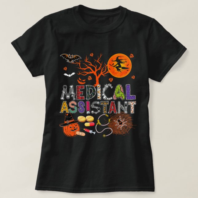 Camiseta Assistente Médico Zombie Zombie Costume Scary P (Frente do Design)