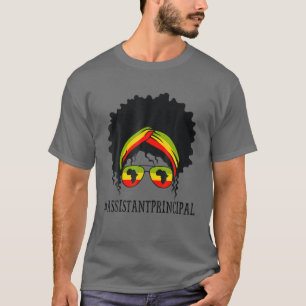 Camiseta Assistente Principal Africano Mensagem Negra H