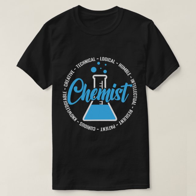 Camiseta Assistente químico de química de trabalho 1 (Frente do Design)