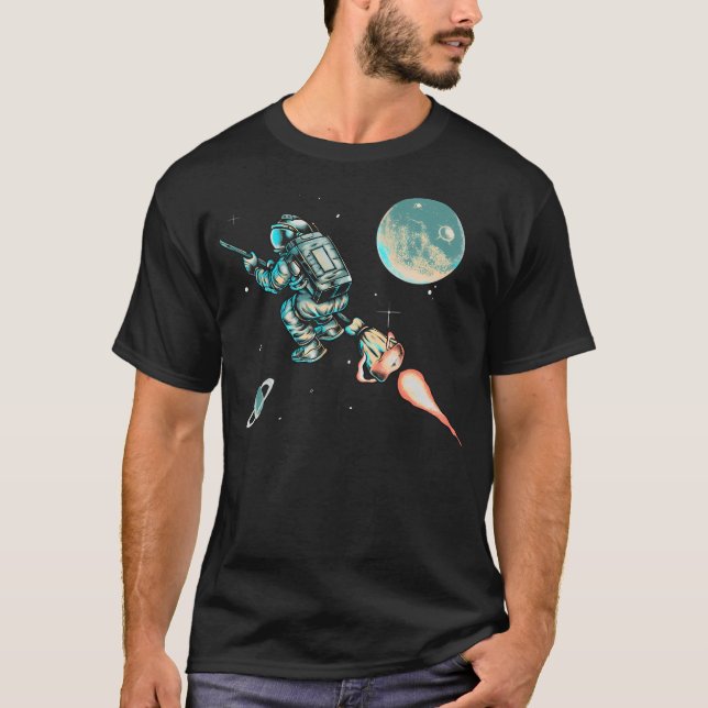 Camiseta Assistente Retro - Viagens Astronautas Através do  (Frente)