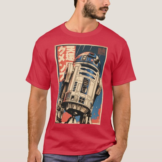 Camiseta Assistente Robô Vintage R2 amiga (Frente)