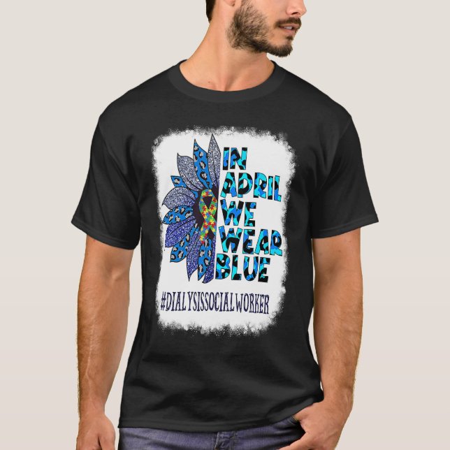 Camiseta Assistente Social de Diálise Em Abril Usamos Azul  (Frente)
