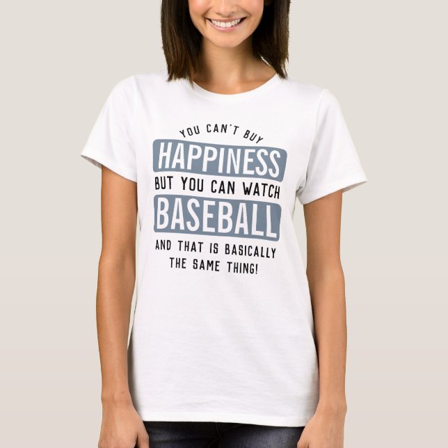 Camiseta Assistir Baseball é Felicidade Beisebol Engraçado (Frente)