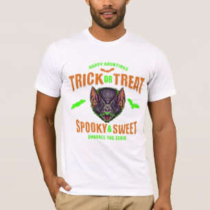 Camiseta Assombrações Felizes Morcegos de Halloween para