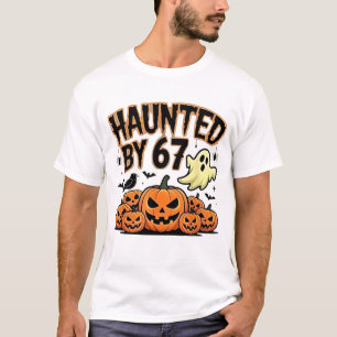 Camiseta Assombrado por 67 - Engraçado Fantasma e Pumpkin H
