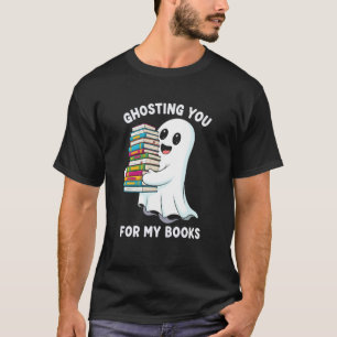 Camiseta Assombrando Você Fã de Livros Fantasma Bonito Hall