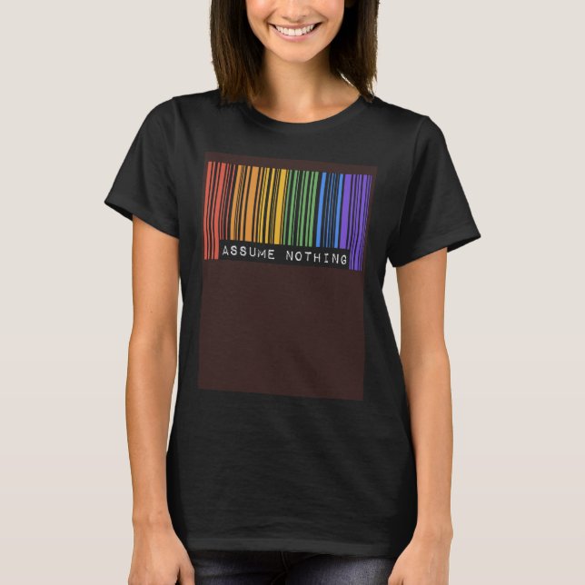 Camiseta Assume Nothing Barcode Gay Pride Flag Coming Out I (Frente)