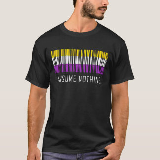 Camiseta Assumir Nada De Código De Barras Não-Binário Enby