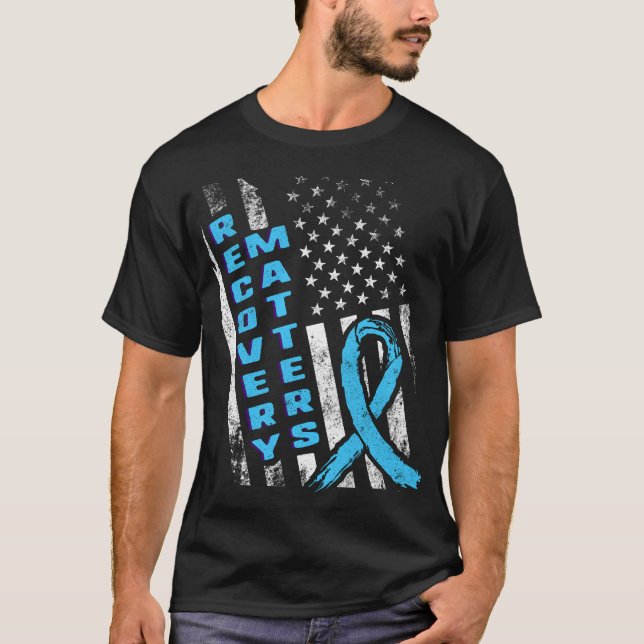 Camiseta Assuntos de recuperação, bandeira americana, fita  (Frente)
