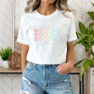 Camiseta Assuntos de Saúde Mental Flores Retro Pastel Rai