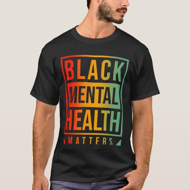 Camiseta Assuntos de Saúde Mental Negra (Frente)