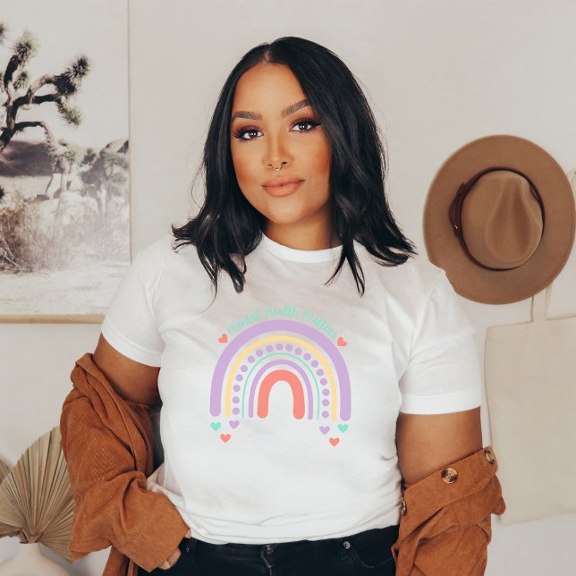 Camiseta Assuntos de Saúde Mental | Rainbow Peach Candy (Mental Health Matters shirt | Rainbow Peach Candy | Aesthetic t-shirt)