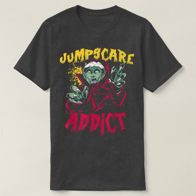 Camiseta Assusta Assustadora Viciado em Filmes de Horror -  (Frente do Design)