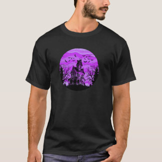 Camiseta Assustador Casas Assustadas Árvores de Morcegos Do