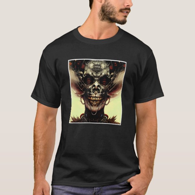 Camiseta Assustador Caveira Horror Pesadelo Assustador Face (Frente)