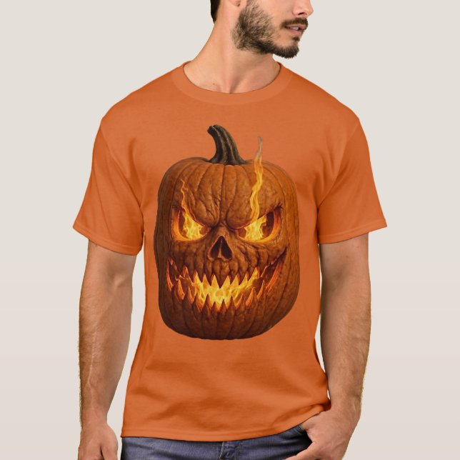 Camiseta Assustador da Abóbora do Halloween por focusln (Frente)