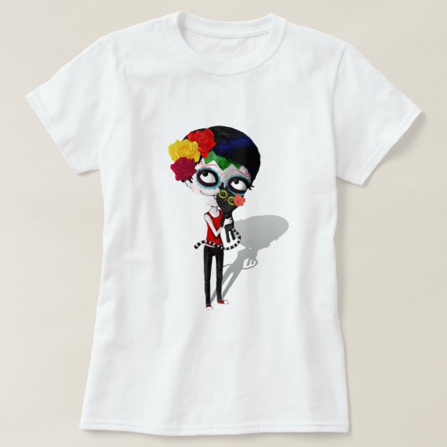 Camiseta Assustador Diâmetro de Los Muertos Menina (Frente do Design)