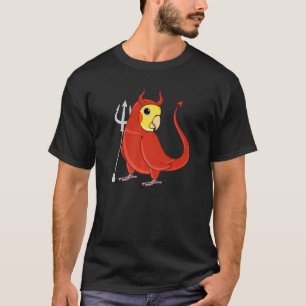 Camiseta Assustador do Diabo Papagaio Lutino Cockatiel Prem