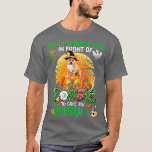 Camiseta Assustador Empurra-Te À Frente Dos Zumbis Para Sal