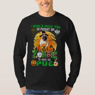 Camiseta Assustador Empurra Você Na Frente Dos Zumbis Para