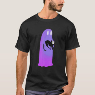 Camiseta Assustador fantasma segurando um gato preto assust