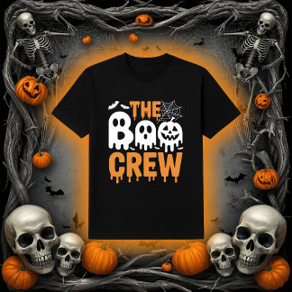 Camiseta Assustador Gotejante O Boo Crew Fantasmas e Abóbor