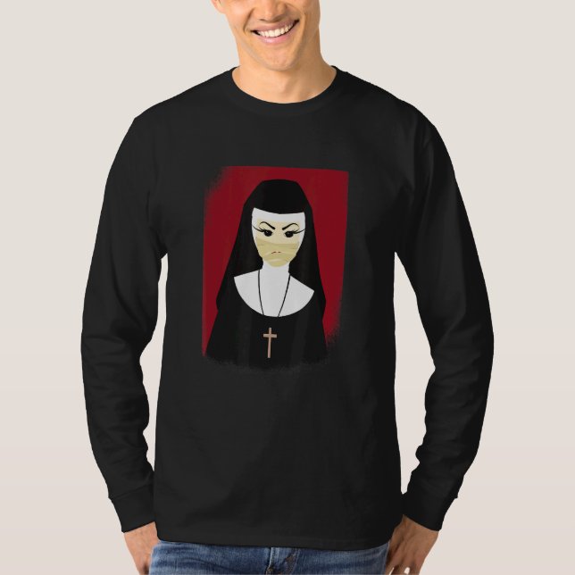 Camiseta Assustador Halloween Nun Horror Rico Assustador (Frente)