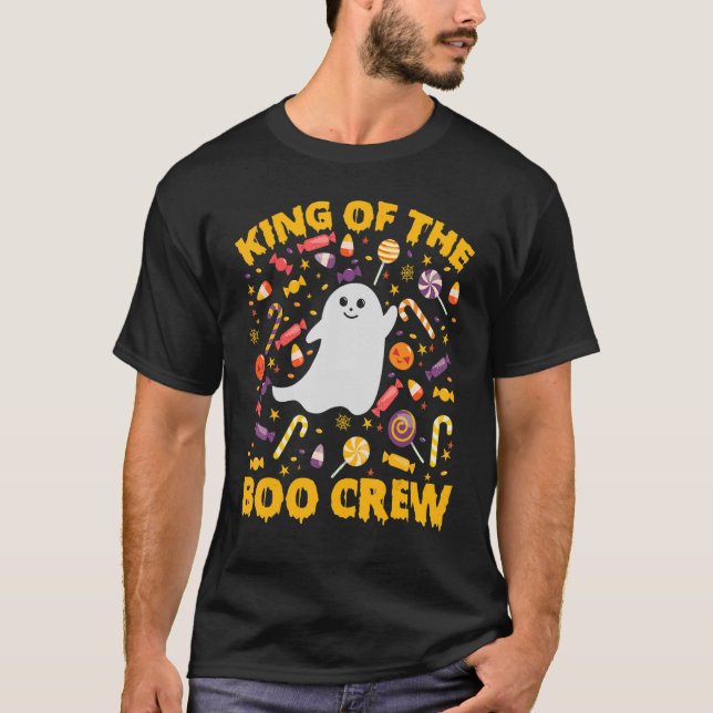 Camiseta Assustador Rei Da Tripulação Do Boo Halloween (Frente)
