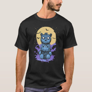Camiseta Assustador Zombie Teddy Bear Cheio Lua Halloween