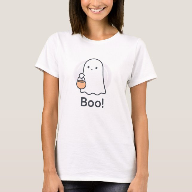 Camiseta Assustadora de Fantasma, Blusa Fofa de Ha (Frente)