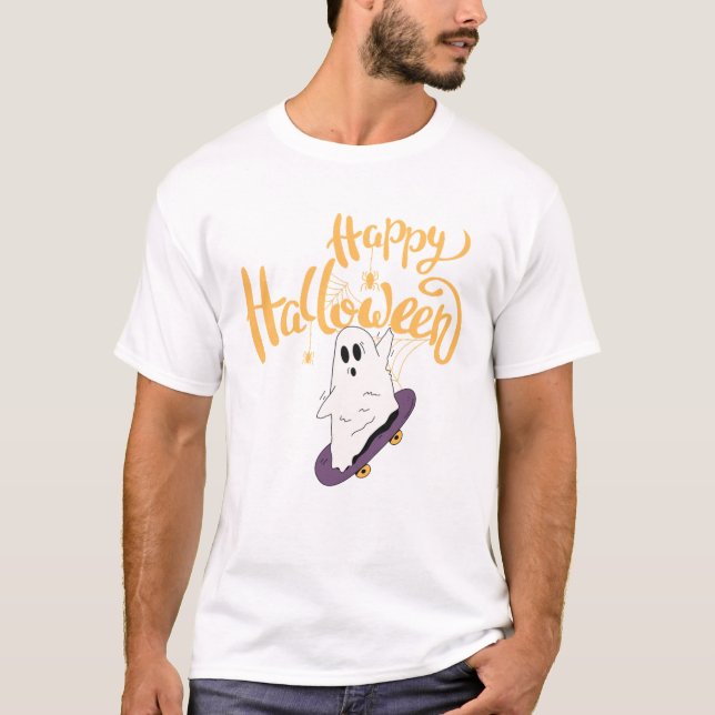 Camiseta Assustadora de Fantasma de Skate (Frente)