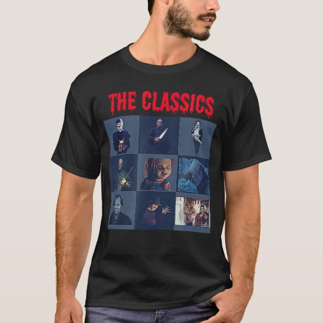 Camiseta Assustadora de Filme de Terror Clássico d (Frente)