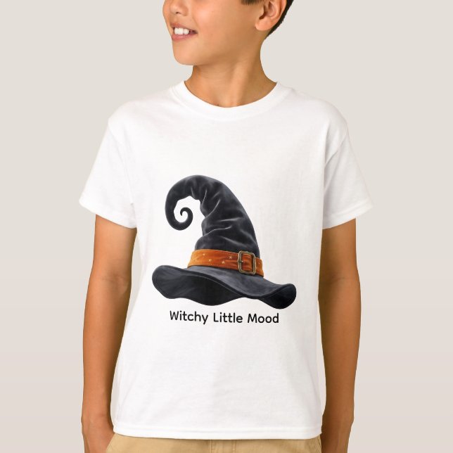 Camiseta Assustadora de Halloween com Chapéu de Br (Frente)