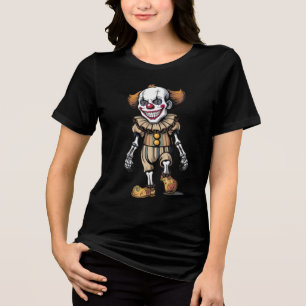 Camiseta Assustadora de Palhaço Esqueleto Sinistro