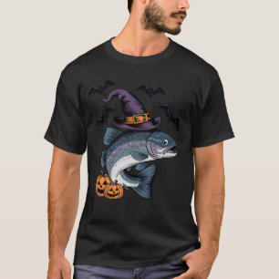 Camiseta Assustadora Pumpkin Bat Witt Fish Halloween Costu
