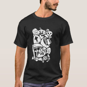 Camiseta Assustadora vassoura-de-bruxa-design do Halloween