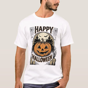 Camiseta Assustadora Vintage de Cemitério de Abóbo