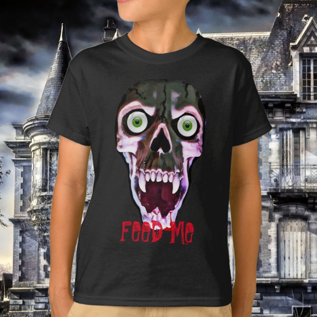 Camiseta Assustar-me-á, Maldito Halloween, Caveira (Criador carregado)