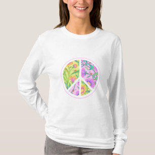 Camiseta Aster Floral Peace Sign with Lady Bugs