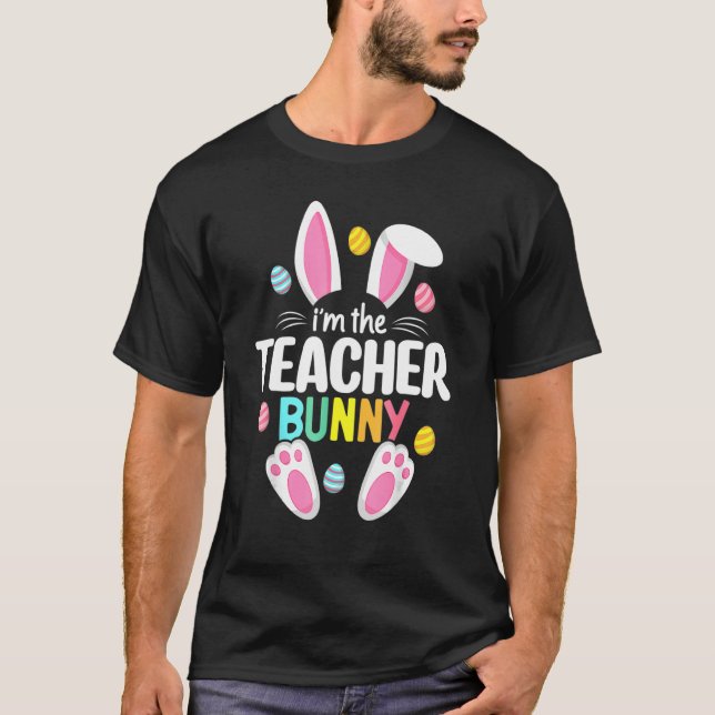 Camiseta Aster Professora Bunny Ears Professora Páscoa Dia  (Frente)