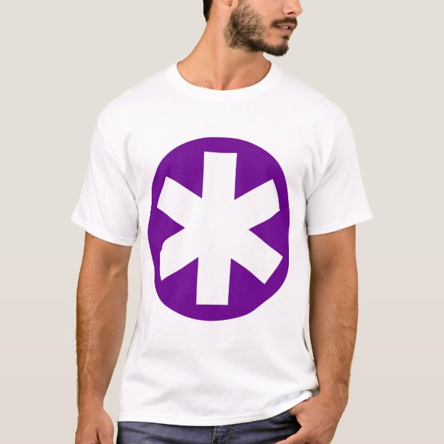 Camiseta Asterisco grande - profundamente - roxo e branco (Frente)