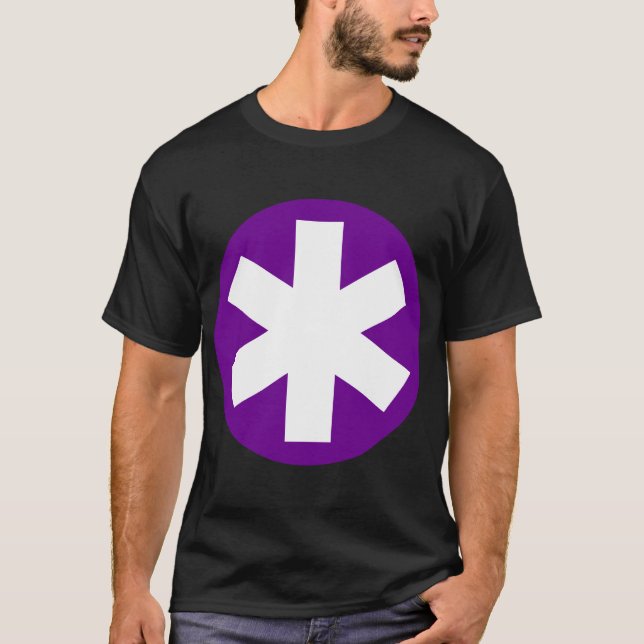 Camiseta Asterisco grande - profundamente - roxo e branco (Frente)