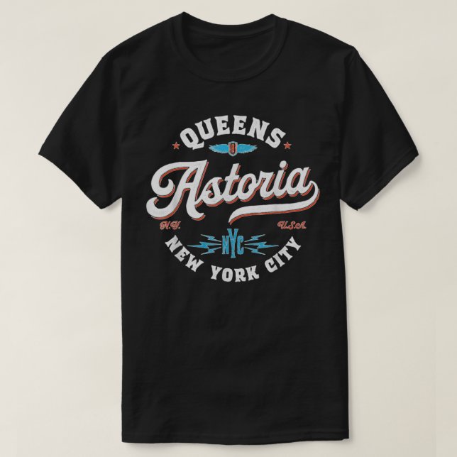 Camiseta Astoria Queens Nova York retro gráfico (Frente do Design)