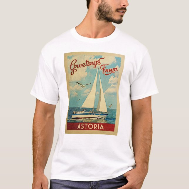 Camiseta Astoria Sailboat Viagens vintage Oregon (Frente)