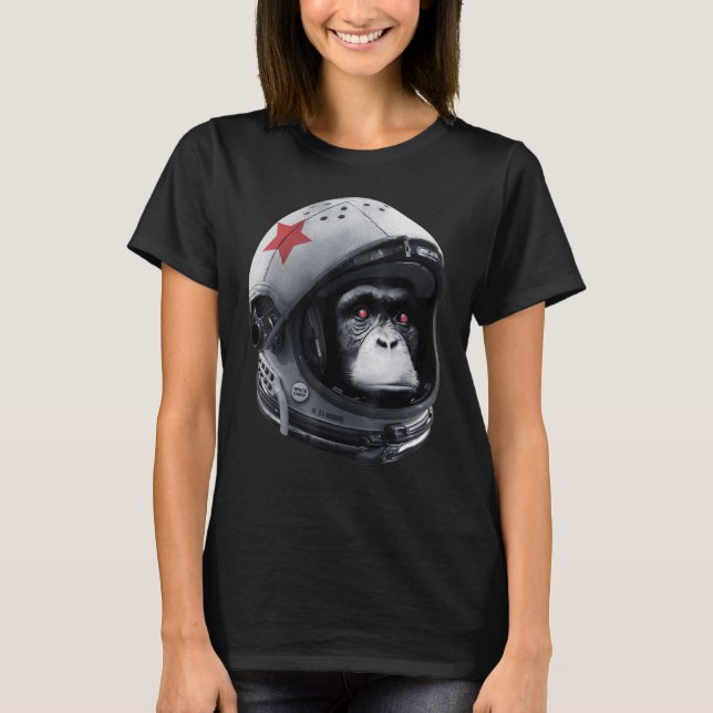 Camiseta Astro Chimp Astronauta Espacial Galáxia Helmet Mac (Frente)