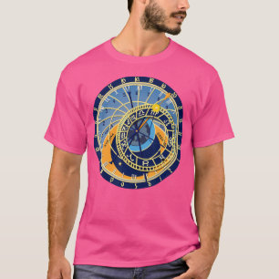 Camiseta Astrologia Astronômica do Relógio Praga
