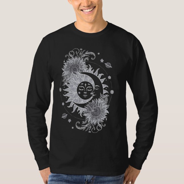 Camiseta Astrologia da Lua Celestial Sun Moon Fases Vi (Frente)