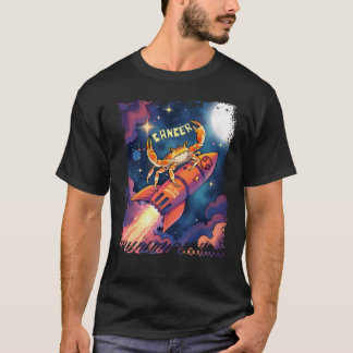 Camiseta astrologia do caranguejo-cancer foguete-da-lua hor