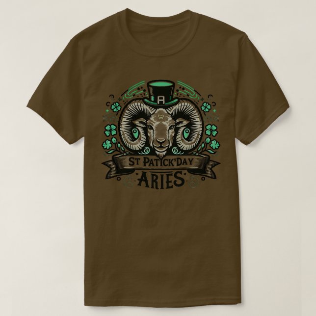 Camiseta Astrologia para Aries Aniversário no Dia de São Pa (Frente do Design)